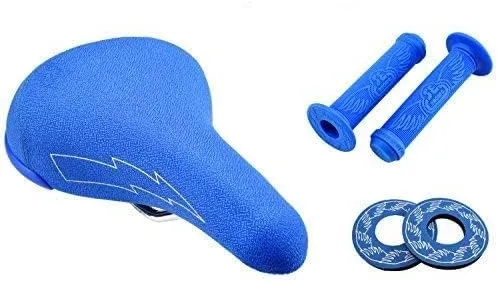 SE Bikes Bundle 3 Items: SE Flyer Seat with SE Wing Grips with SE Wing Donuts (Blue)