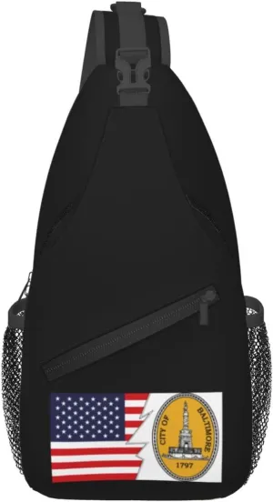 Seal Of Baltimore, Maryland And America Crossbody Bags For Women Men Chest Backpack Gym Shoulder Bag Travel Outdoor Sports Casual Crossbody Bags