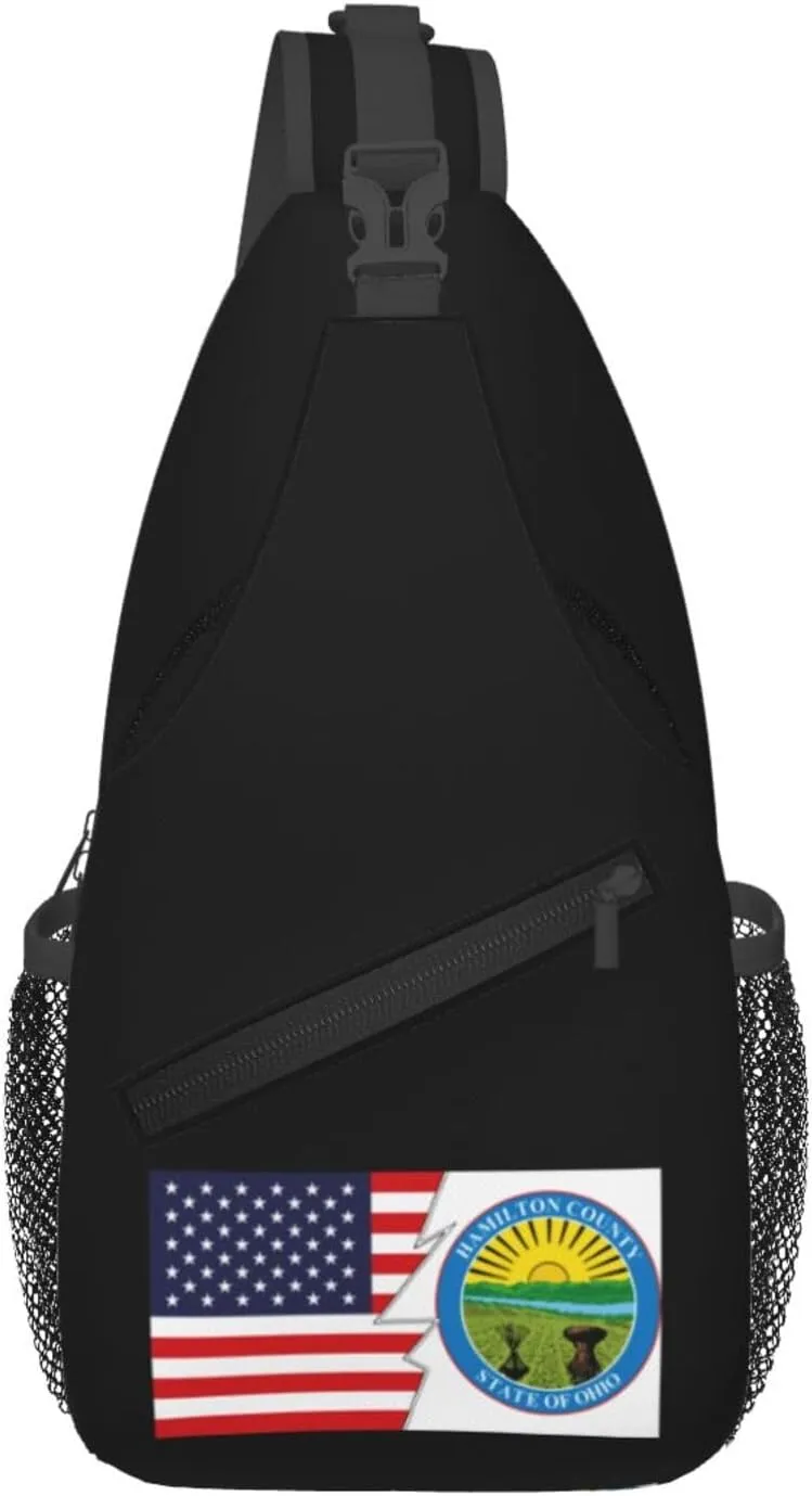 Seal Of Hamilton County, Ohio And America Crossbody Bags For Women Men Chest Backpack Gym Shoulder Bag Travel Outdoor Sports Casual Crossbody Bags