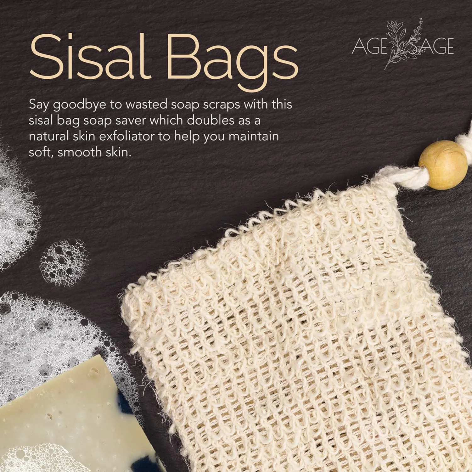 Self tanner of Sage Natural Soap Bar w/Sisal Bag, Vegan Artisan Soap Bar Set for Men, Body Soap in Bar Soap Pouch, Natural Bath Soaps w/Essential Oils, 4 Plain Body Soap Bars, Dead Sea Scrub