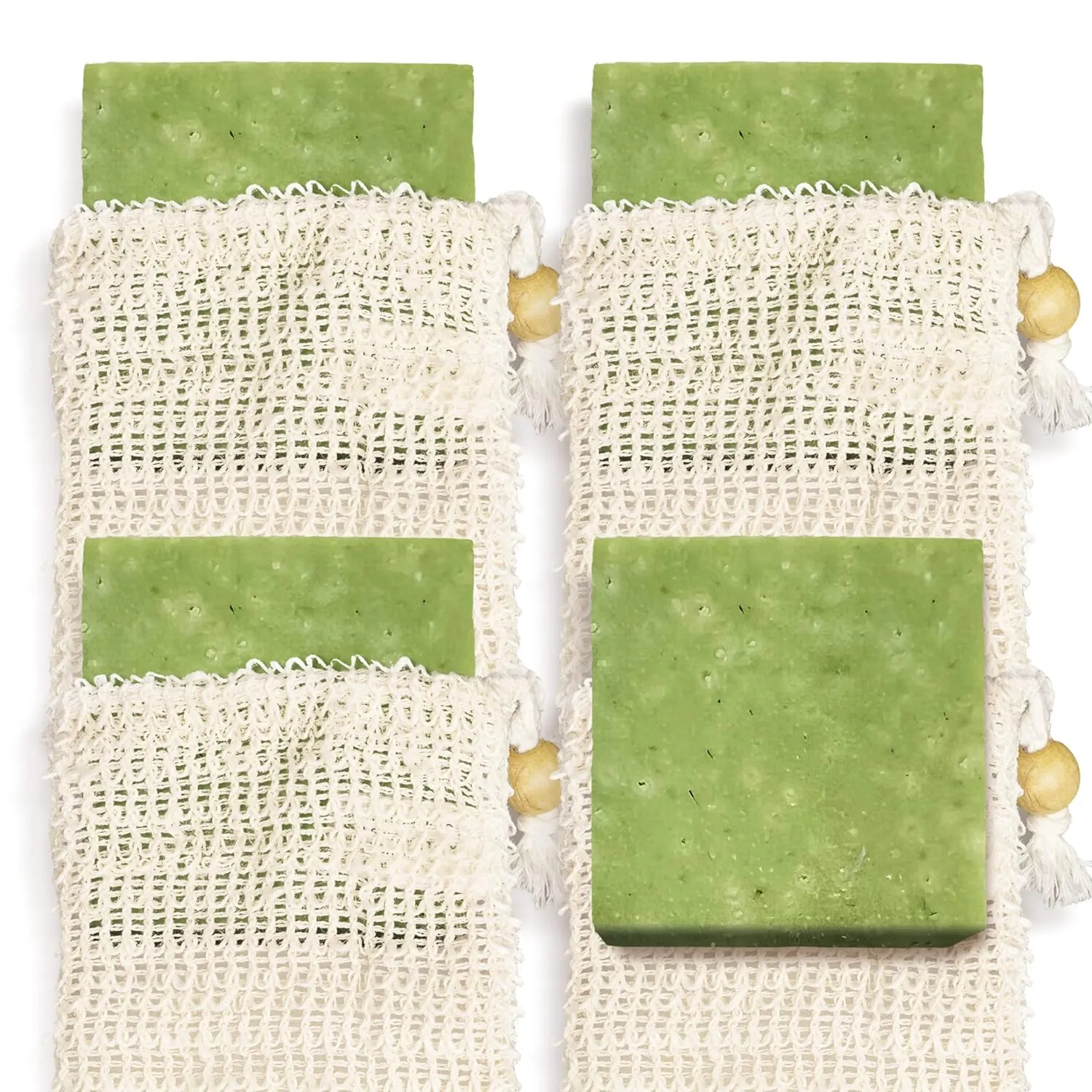 self-tanners Natural Soap Bar w/Sisal Bag, Vegan Artisan Soap Bar Set for Women, Body Soap in Bar Soap Pouch, Natural Bath Soaps w/Essential Oils, 4 Plain Body Soap Bars, Jasmine Lime