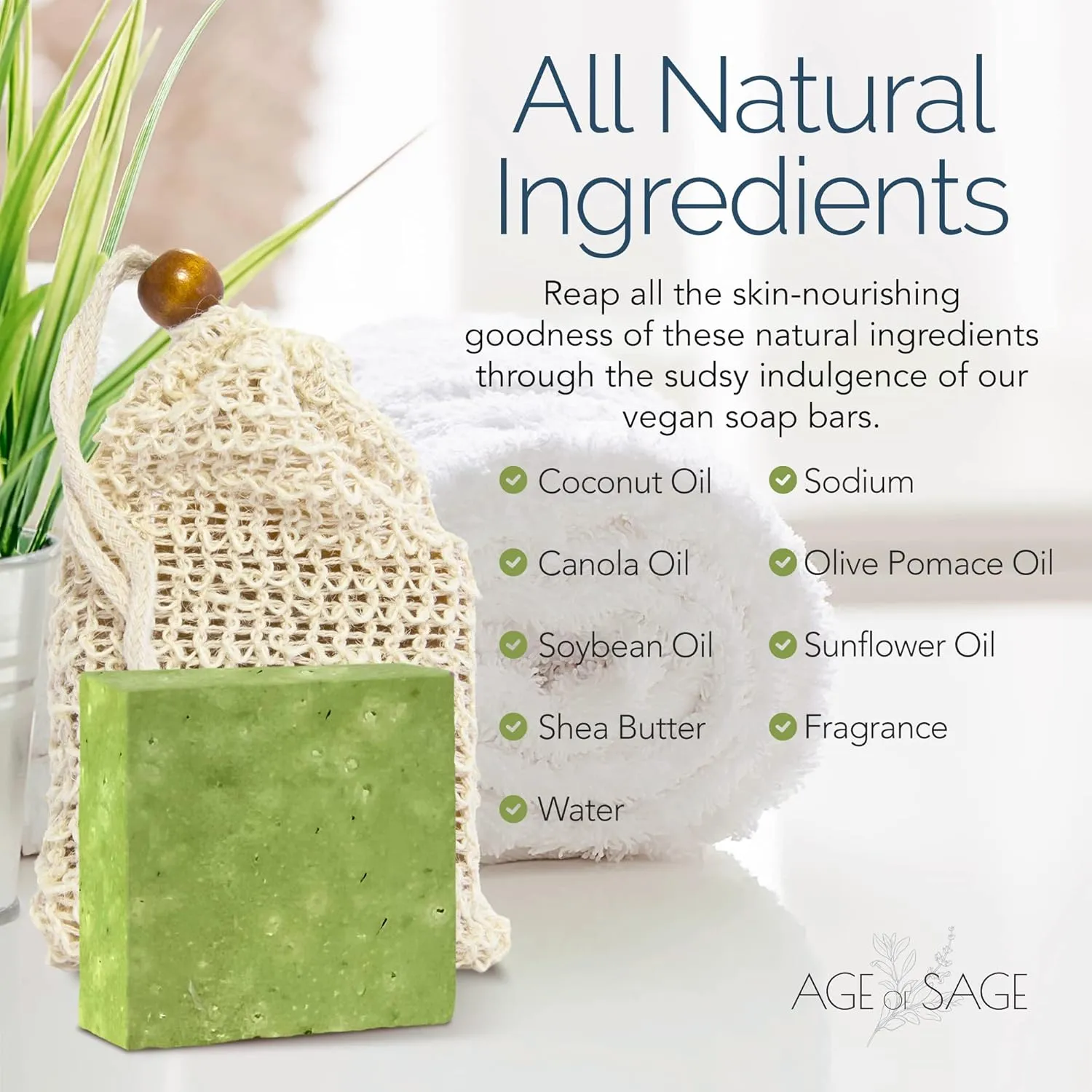 self-tanners Natural Soap Bar w/Sisal Bag, Vegan Artisan Soap Bar Set for Women, Body Soap in Bar Soap Pouch, Natural Bath Soaps w/Essential Oils, 4 Plain Body Soap Bars, Jasmine Lime