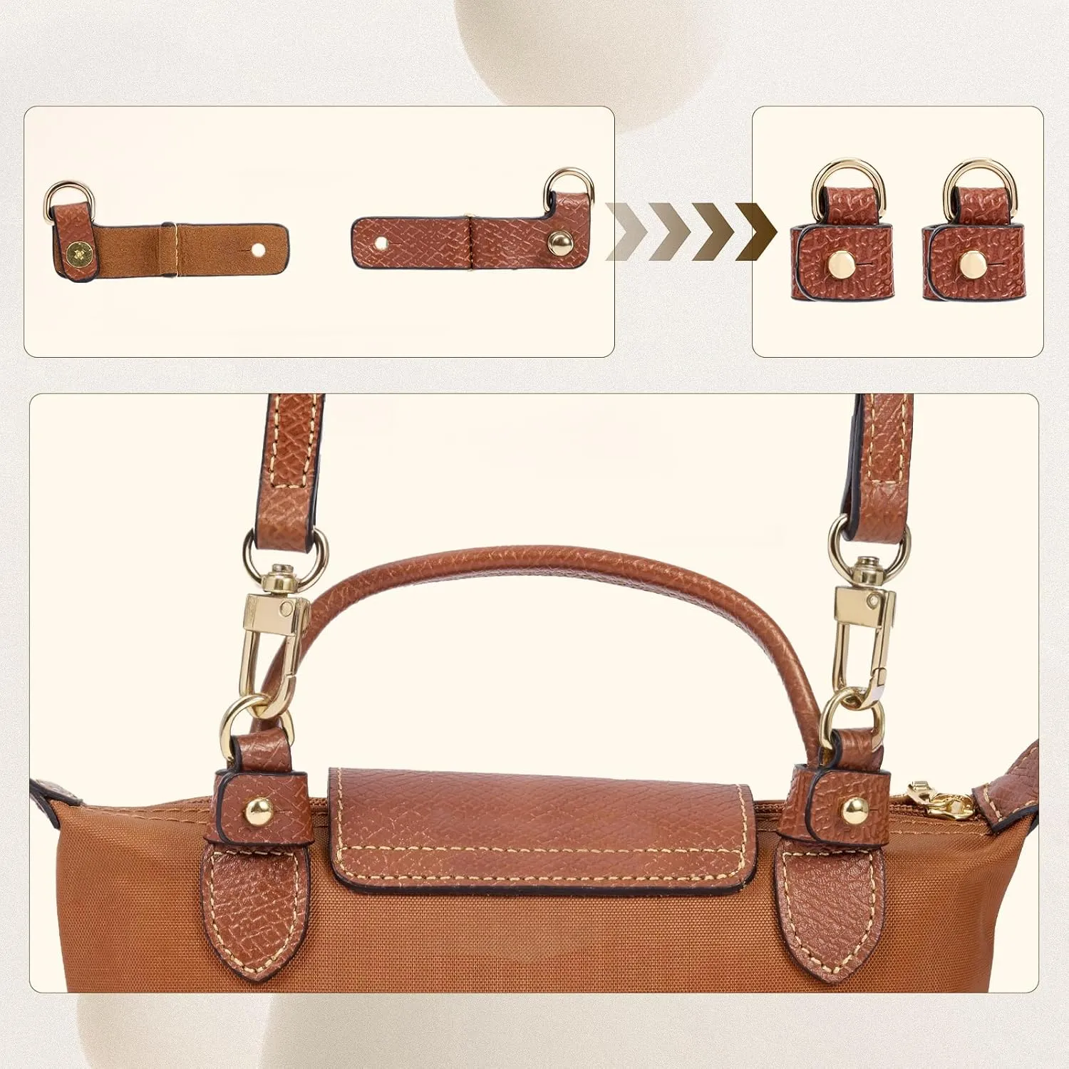 SENTEN Purse Straps Replacement for Longchamp Bag Women