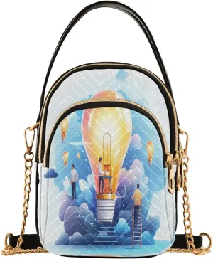 senya Light Bulb Man Crossbody Handbags for Women Casual Leather Shoulder Phone Purse