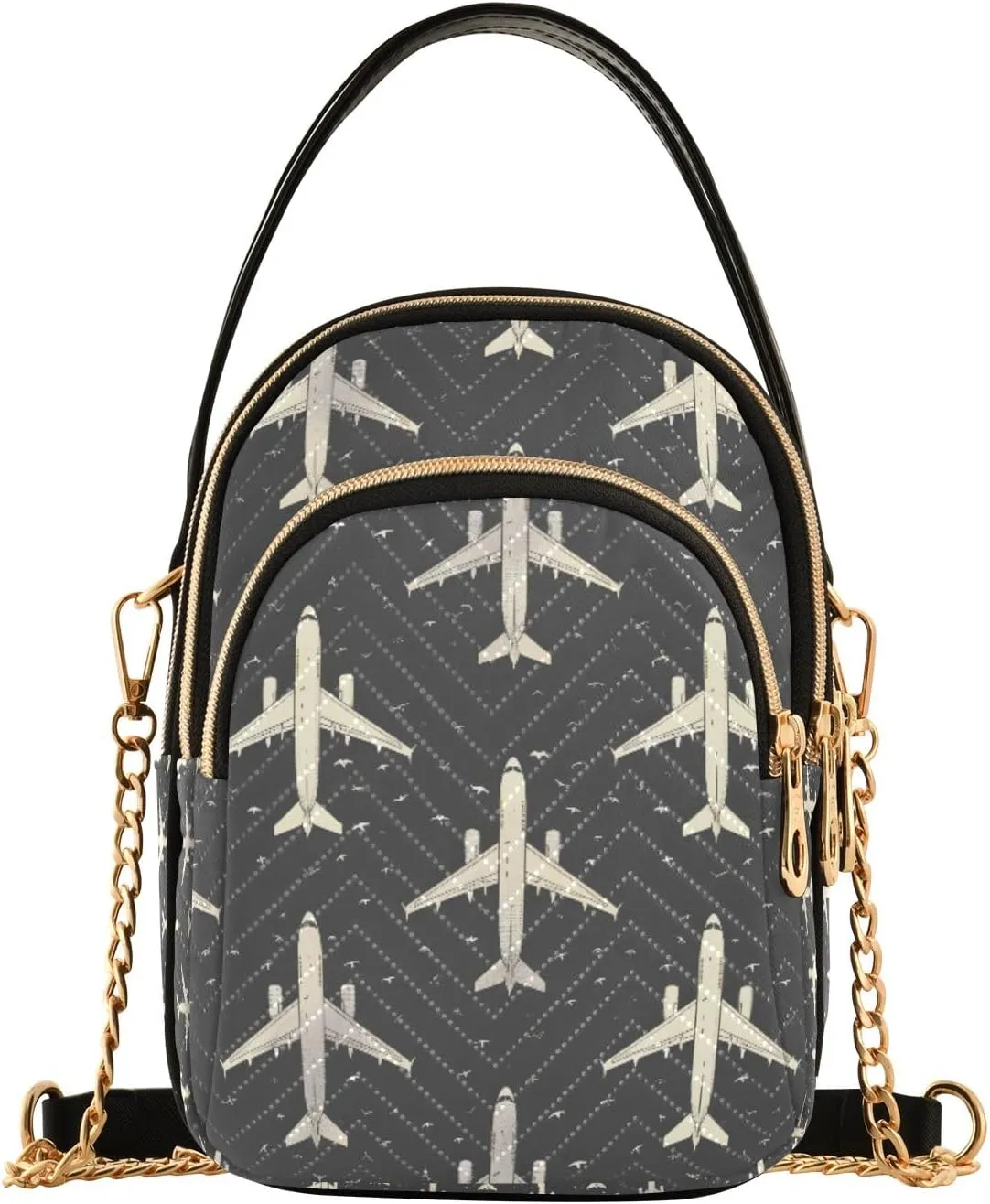 senya Plane Outlines Shadows Crossbody Handbags for Women Casual Leather Shoulder Phone Purse