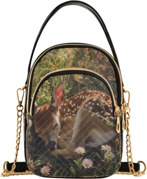 senya The Deer Is Sleeping Crossbody Handbags for Women Casual Leather Shoulder Phone Purse