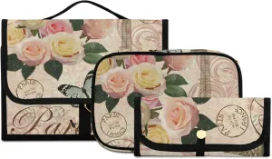 senya Vintage Paris Eiffel Toiletry Bag Hanging Travel Makeup Bag 3 PCS, Portable Makeup Organizer Cosmetic Bag Clear