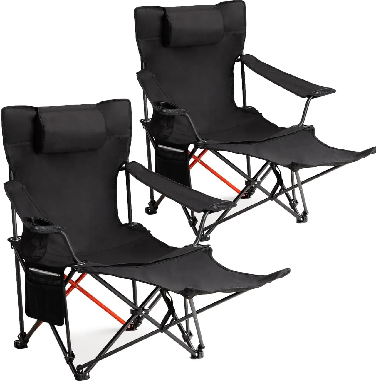 Set of 2 Folding Camping Chairs Reclining Beach Chairs for Adults Portable Sun Chairs Outdoor Lounger with Carry Bag,for Camping,Picnics