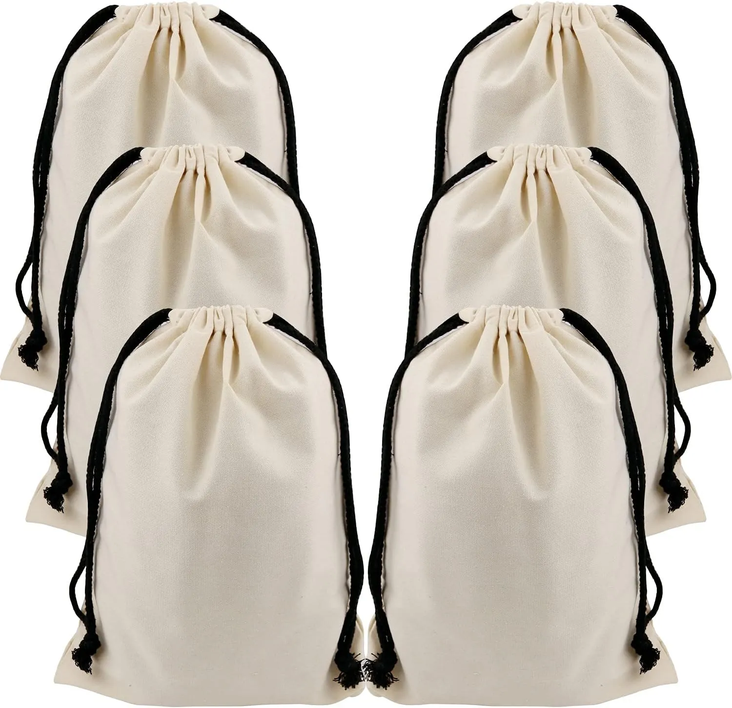Set of 6 Cotton Travel Portable Shoes Storage Bags Organizer with Drawstring 6PCS S Size 15 x 11.5 inches (38 x 29cm)