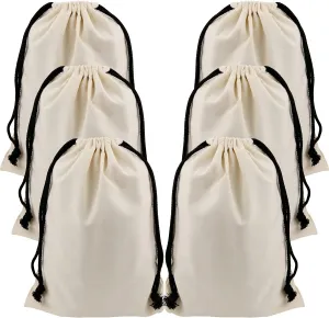 Set of 6 Cotton Travel Portable Shoes Storage Bags Organizer with Drawstring 6PCS S Size 15 x 11.5 inches (38 x 29cm)