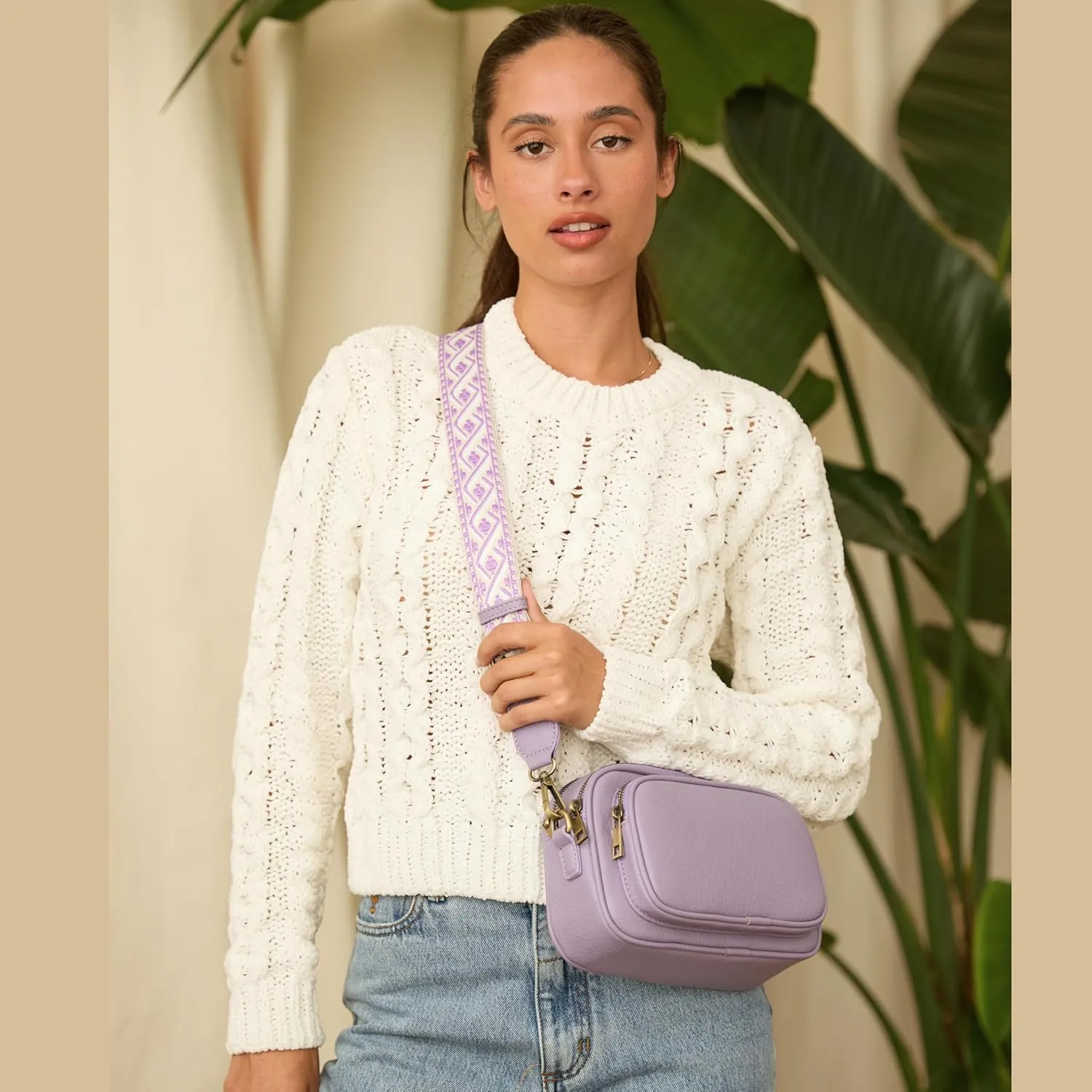 SG SUGU Small Crossbody Bag for Women, Triple Compartment Shoulder Handbags with Adjustable Strap, Camera Purse for Everyday
