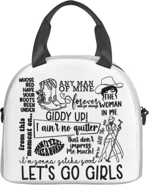 Shania Music Twain Men Women Lunch Bag Insulated Reusable Handheld Crossbody Portable Lunch Box Adult Lunch Box Suitable For Office Work Travel, Black