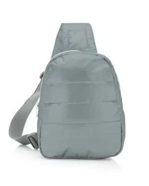 Shimmer Gray Puffer Crossbody Backpack