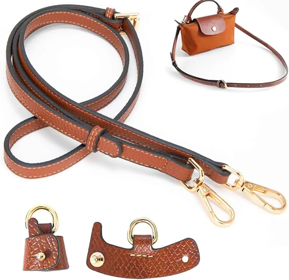 Shoulder Leather Strap Single Handle Crossbody Adjustable Replacement Purse Straps Conversion Set Compatible Mini Pouch Bags Strap Adjustable Not Punching