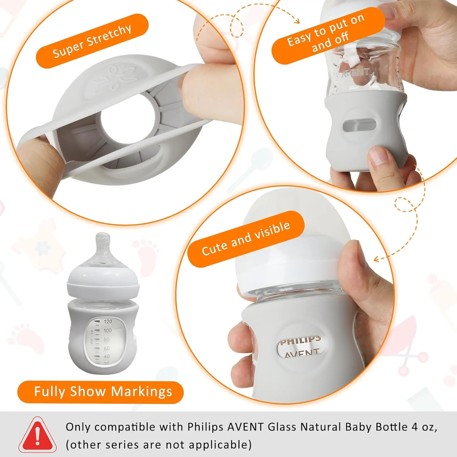 Silicone Sleeves for Avent Glass Natural Baby Bottle,6 Pack Bottles Shatter Proof Bottle Covers,Anti Flow Holder Compatible Baby Bottle 4 oz & 8 oz,BPA Free(Grey Blue Green)