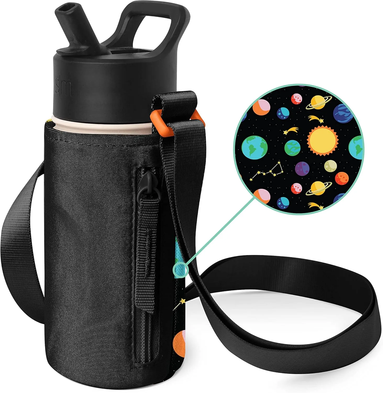 Simple Modern Kid's Water Bottle Carrier Sling with Adjustable Strap | Bottle Holder Crossbody Bag for Walking, Hiking and School | Summit Collection | Solar System