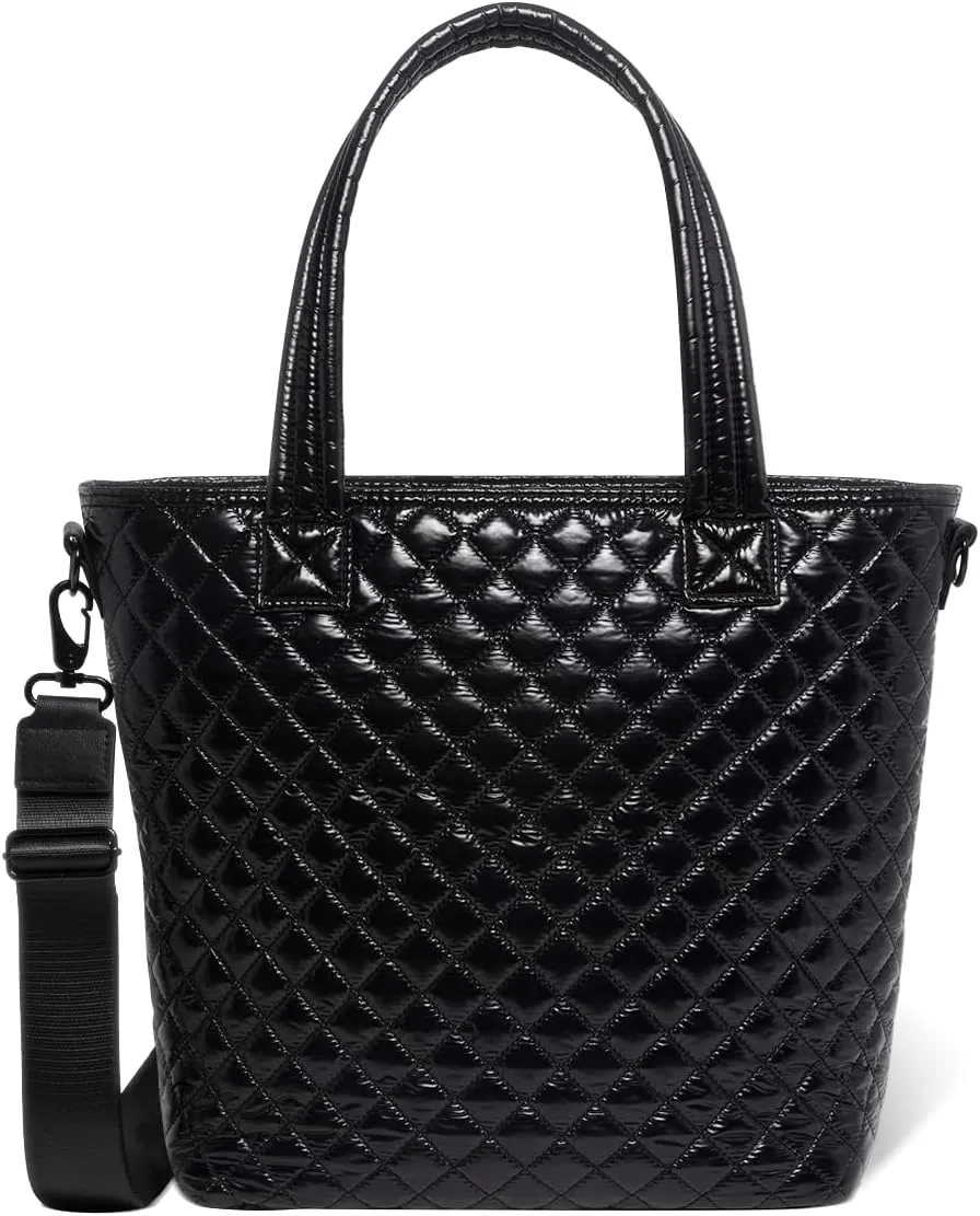 Simple Modern Quilted Tote Bag for Women | Medium Size w/Compartments & Laptop Sleeve | Adjustable Strap | Zipper Top
