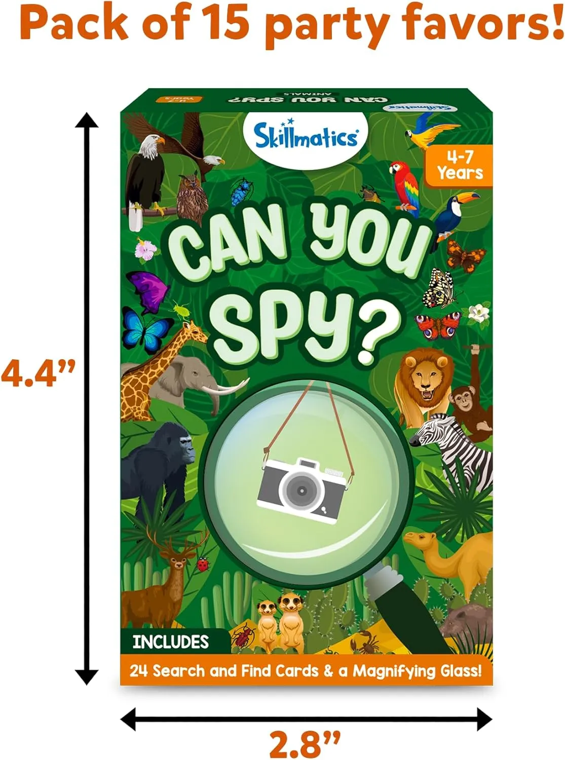Skillmatics Party Favors (Pack of 15) - Can You Spy Animals Card Set, Search & Find Game for Kids, Goodie Bag Toy & Educational Gift for Girls & Boys Ages 4, 5, 6, 7
