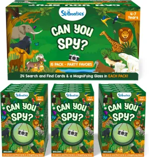 Skillmatics Party Favors (Pack of 15) - Can You Spy Animals Card Set, Search & Find Game for Kids, Goodie Bag Toy & Educational Gift for Girls & Boys Ages 4, 5, 6, 7