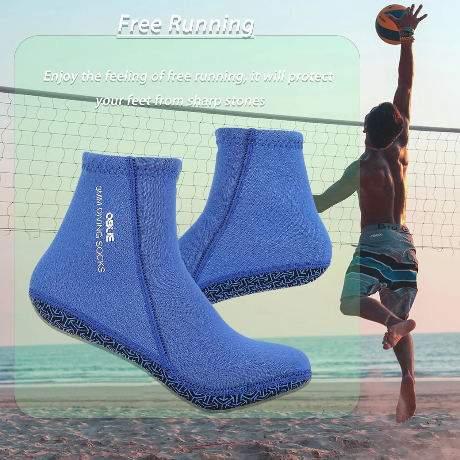Skyone Dive Neoprene Socks Men Women, 3MM Wetsuit Scuba Socks, Sand Socks Diving Fin Socks Thermal Anti Slip Flexible