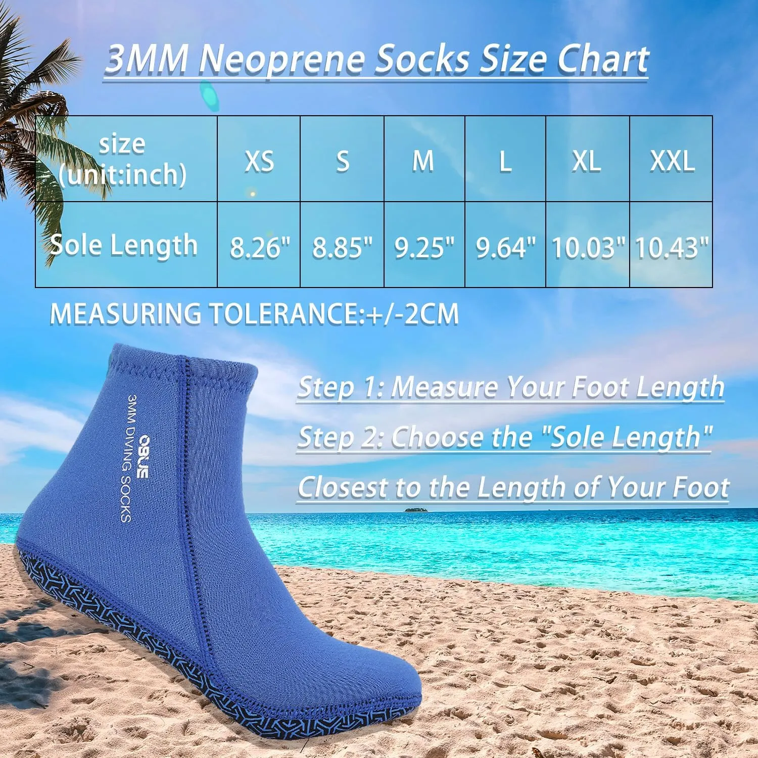 Skyone Dive Neoprene Socks Men Women, 3MM Wetsuit Scuba Socks, Sand Socks Diving Fin Socks Thermal Anti Slip Flexible