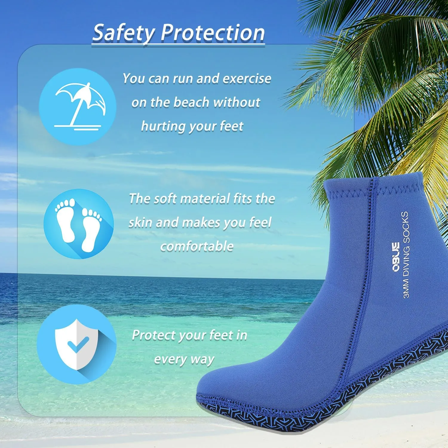 Skyone Dive Neoprene Socks Men Women, 3MM Wetsuit Scuba Socks, Sand Socks Diving Fin Socks Thermal Anti Slip Flexible