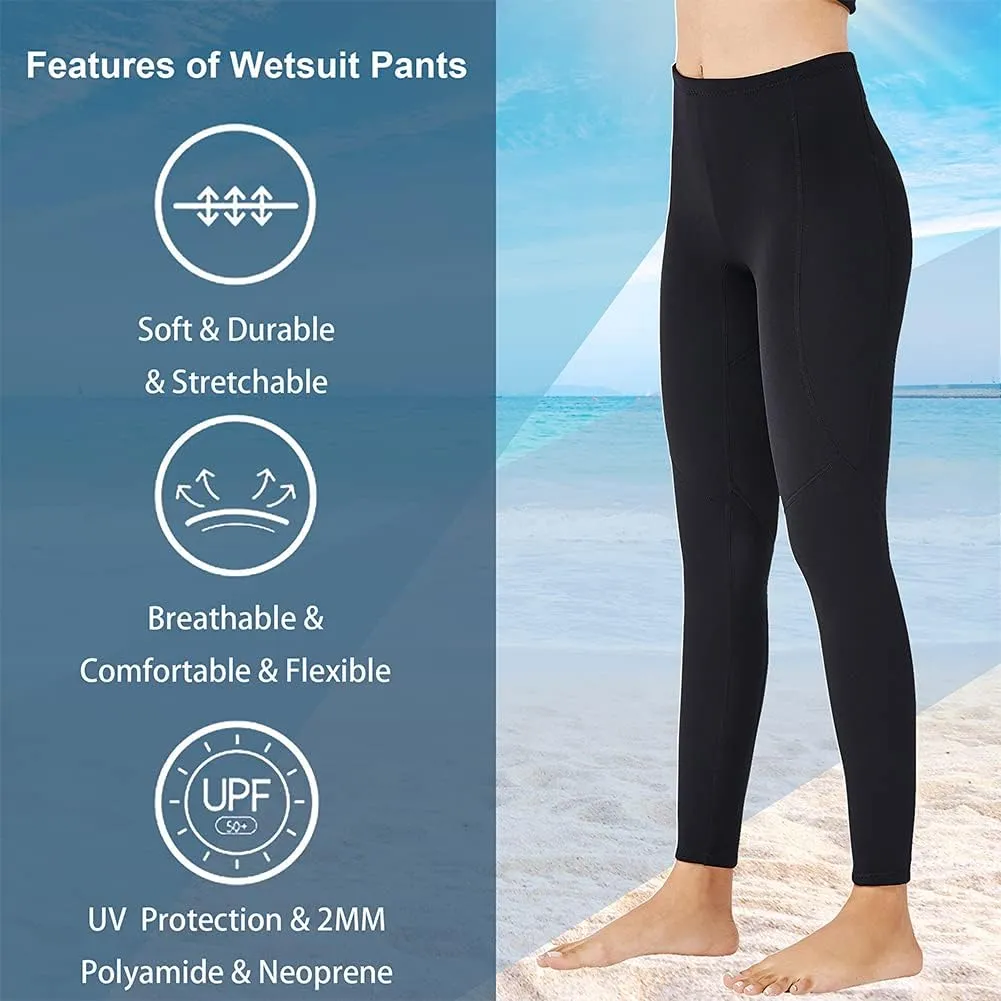 Skyone Wetsuit Pants for Women & Men - Neoprene Leggings, 3MM Swim Tights - Black, Long, Warm, for Surfing, Snorkeling, Boating & Kayaking