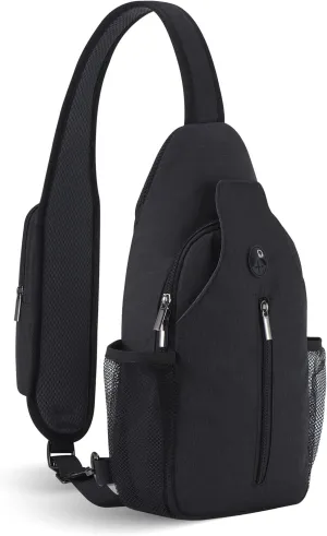 Sling Backpack, Crossbody Bag Large Sling Bag RFID with Water Bottle Holder Phone Holder Travelling Hiking Daypack