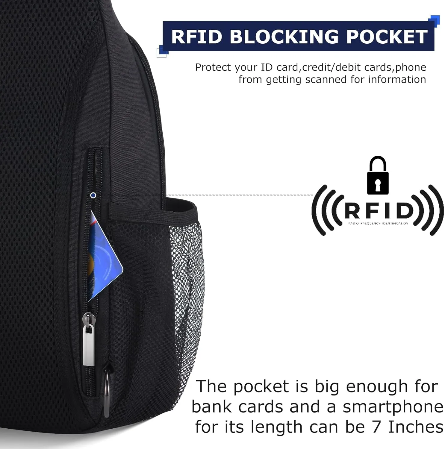 Sling Backpack, Crossbody Bag Large Sling Bag RFID with Water Bottle Holder Phone Holder Travelling Hiking Daypack