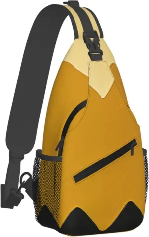 Sling Backpack Crossbody Sling Bag Mustard Yellow and Black Chest Bag Daypack Fanny Pack Cross Body Bag for Outdoors Hiking