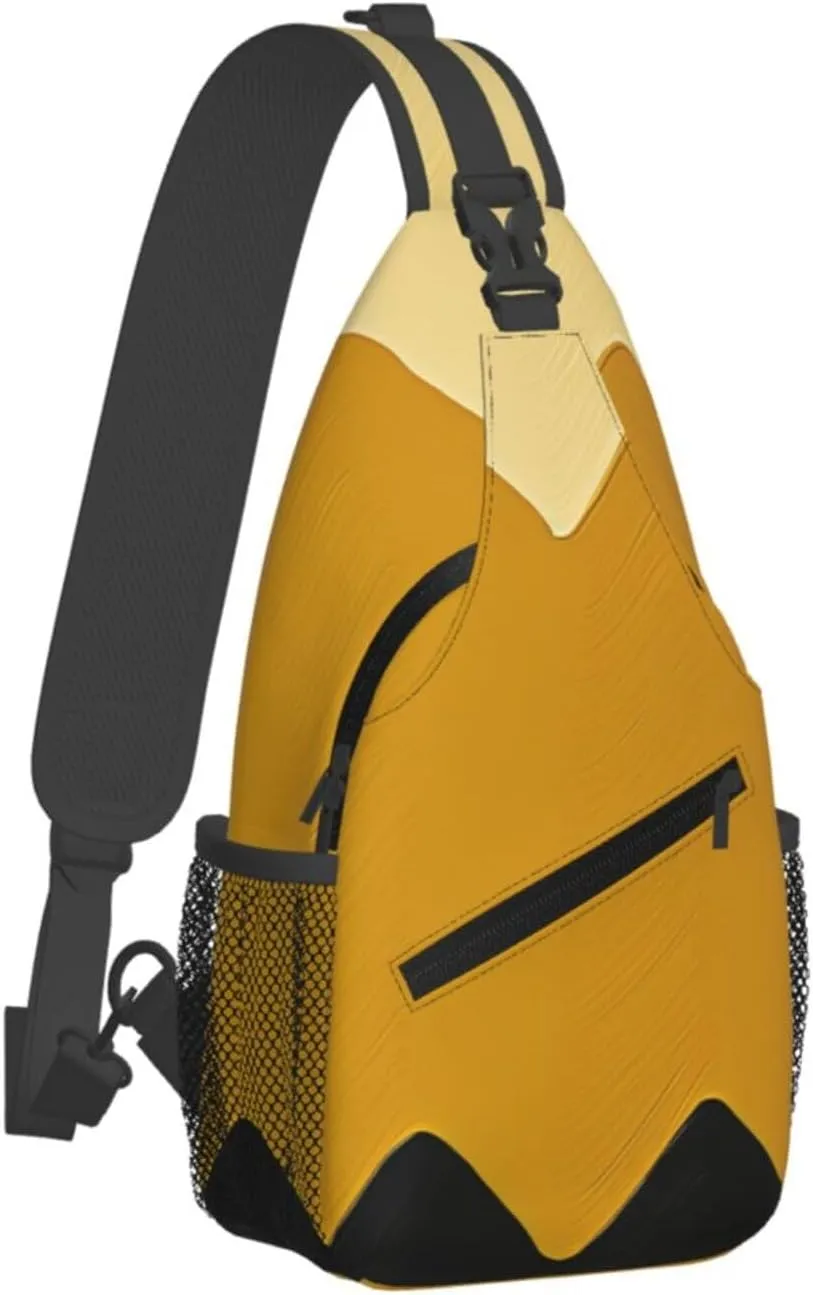 Sling Backpack Crossbody Sling Bag Mustard Yellow and Black Chest Bag Daypack Fanny Pack Cross Body Bag for Outdoors Hiking