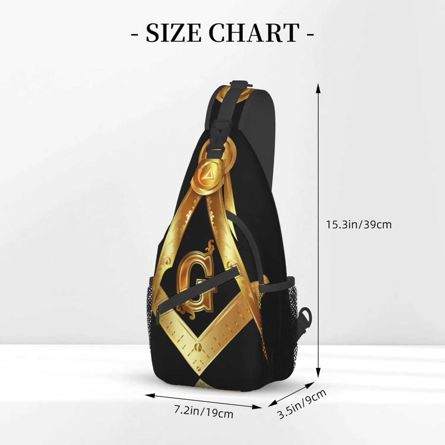 Sling Bag for Men Women, Comfortable Crossbody Backpack Compatible with Gold Freemason Freemasonry Masonic, Anti-Theft Sling Shoulder Chest Bag Daypack, Fashion Travel Gym Sack Rucksack