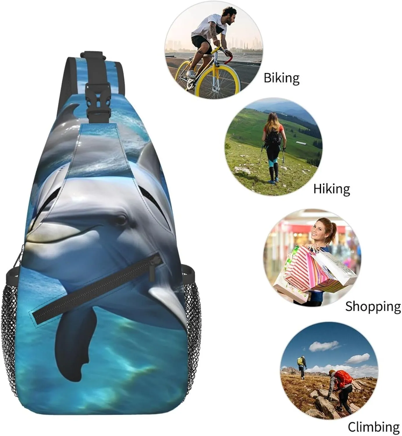 Sling Bag for Men Women Crossbody Backpack Dolphin Crossbody Bag Chest Bag for Travel Sport