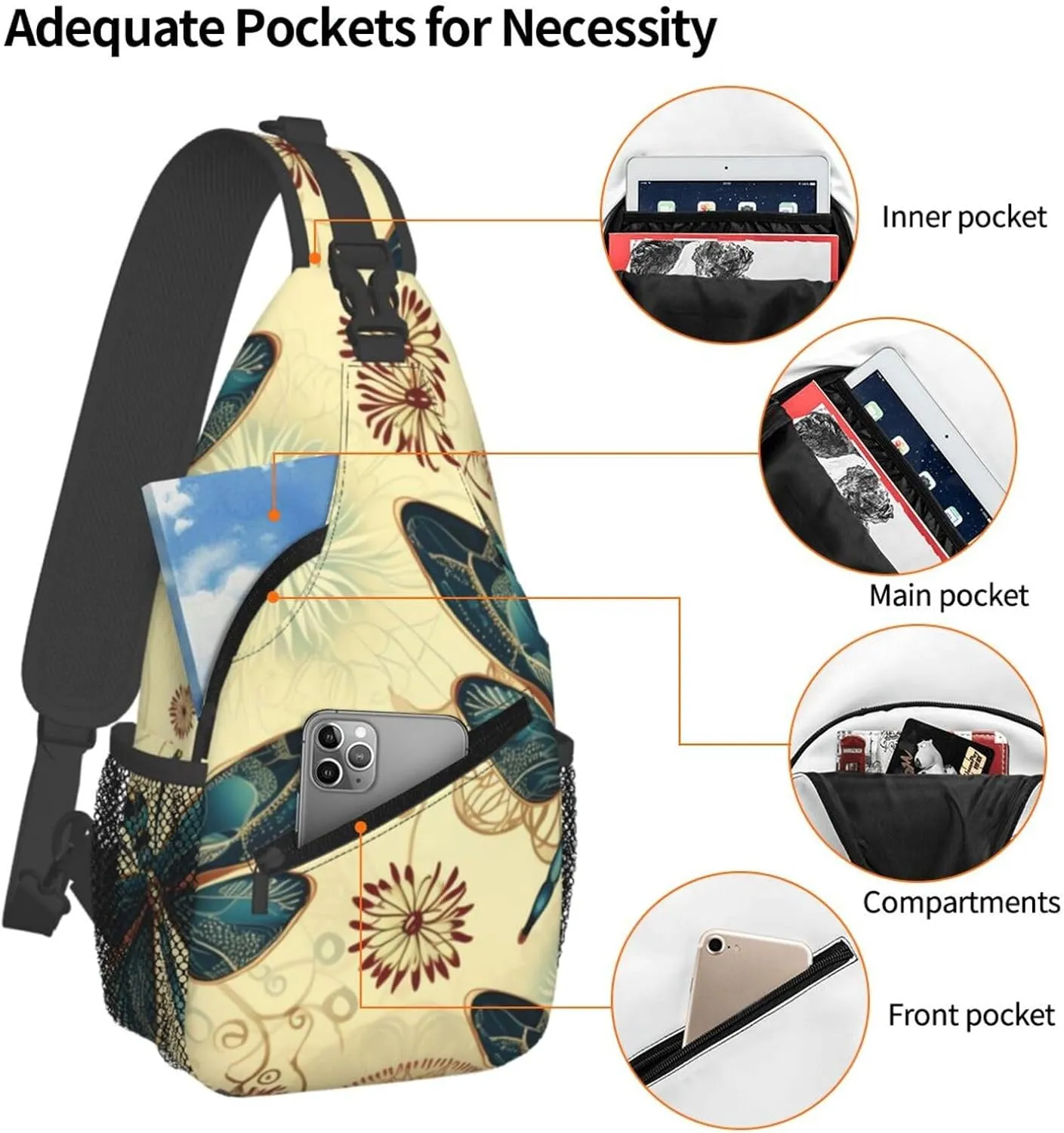 Sling Bag for Men Women Crossbody Backpack Dragonfly1 Crossbody Bag Chest Bag for Travel Sport