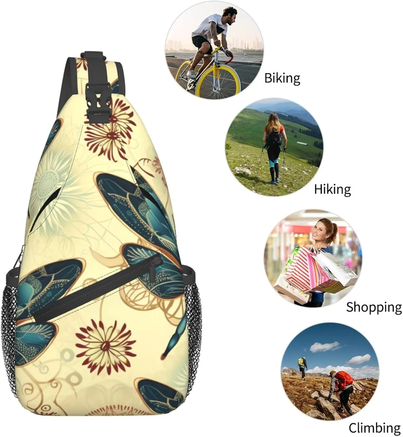Sling Bag for Men Women Crossbody Backpack Dragonfly1 Crossbody Bag Chest Bag for Travel Sport