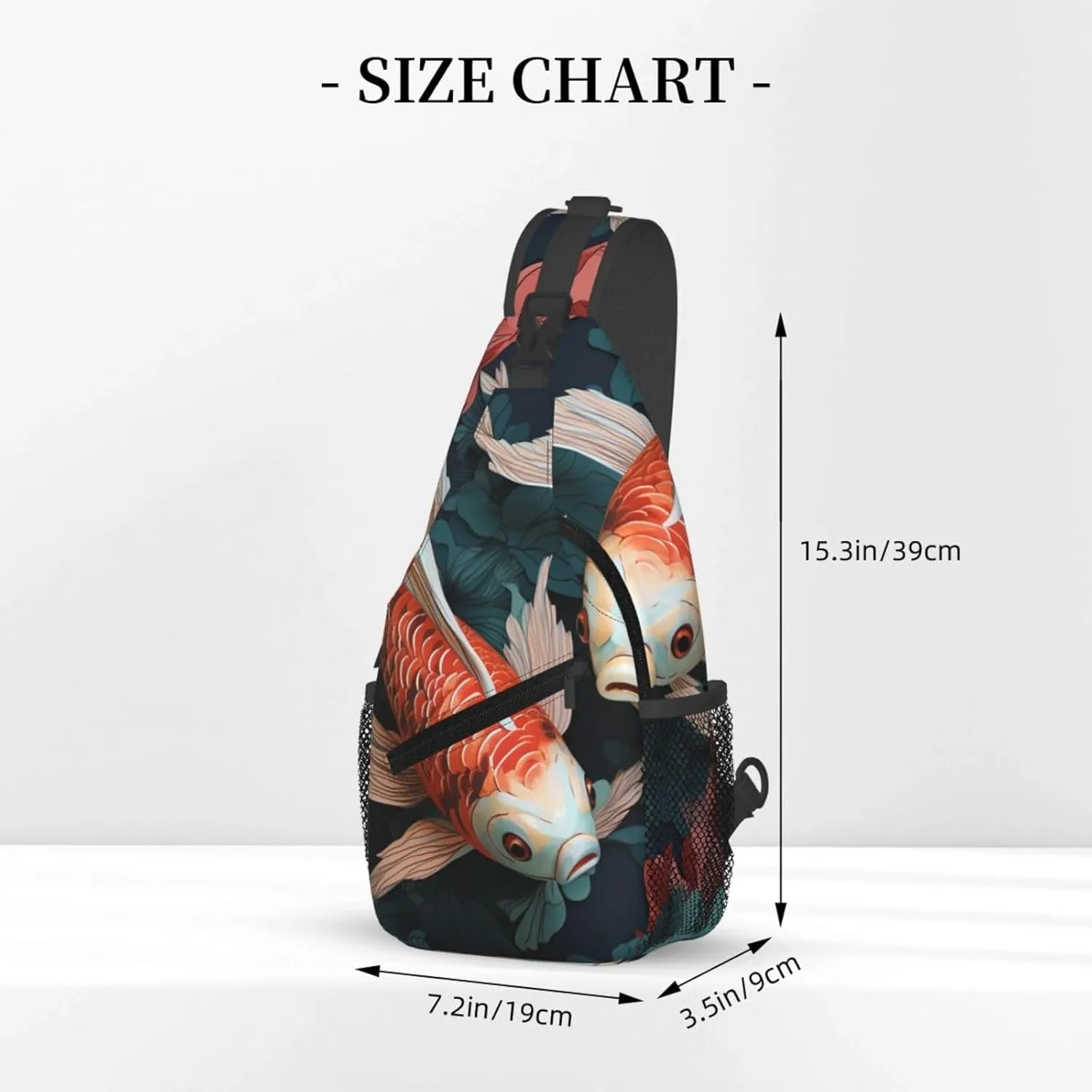 Sling Bag for Men Women Crossbody Backpack Fish And Flower Crossbody Bag Chest Bag for Travel Sport