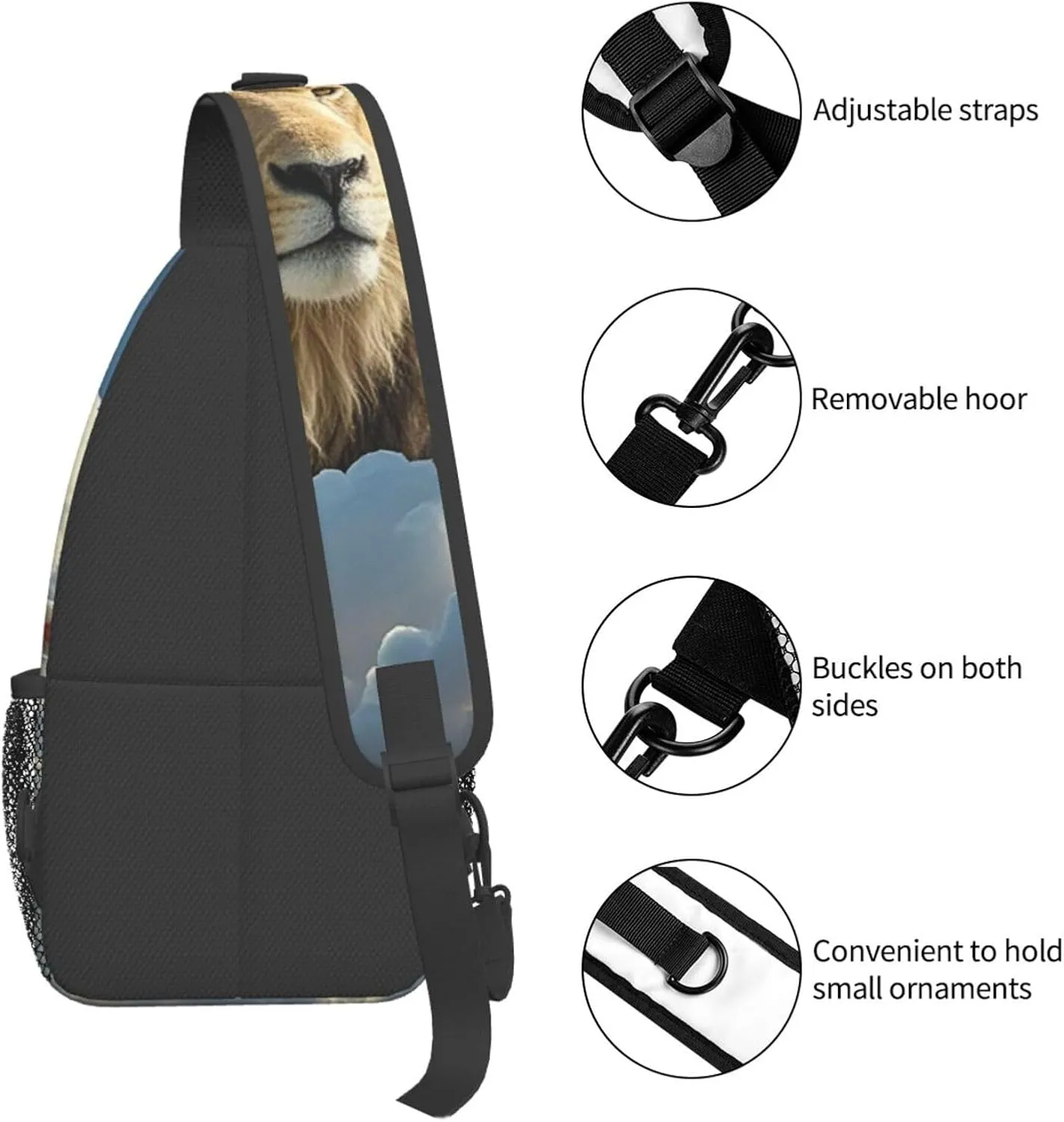Sling Bag for Men Women Crossbody Backpack Lamb with A Lion Clouds Crossbody Bag Chest Bag for Travel Sport