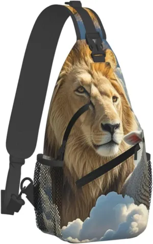 Sling Bag for Men Women Crossbody Backpack Lamb with A Lion Clouds Crossbody Bag Chest Bag for Travel Sport