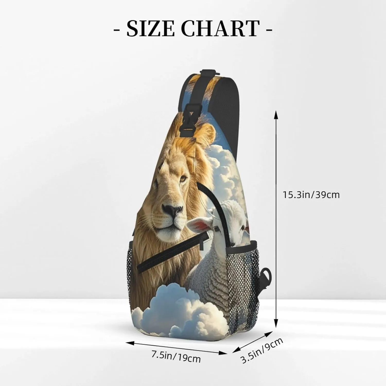Sling Bag for Men Women Crossbody Backpack Lamb with A Lion Clouds Crossbody Bag Chest Bag for Travel Sport
