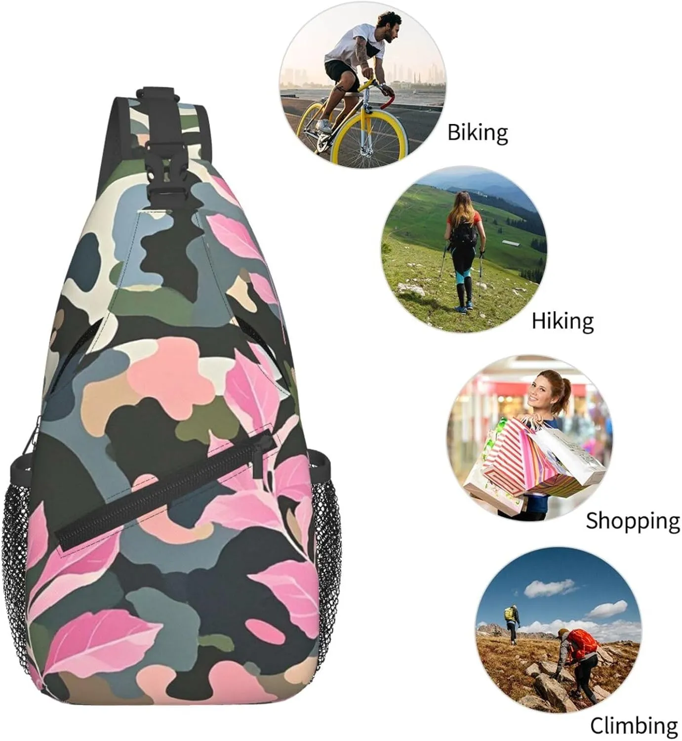 Sling Bag for Men Women Crossbody Backpack leaves Camo Crossbody Bag Chest Bag for Travel Sport