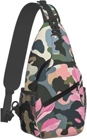 Sling Bag for Men Women Crossbody Backpack leaves Camo Crossbody Bag Chest Bag for Travel Sport
