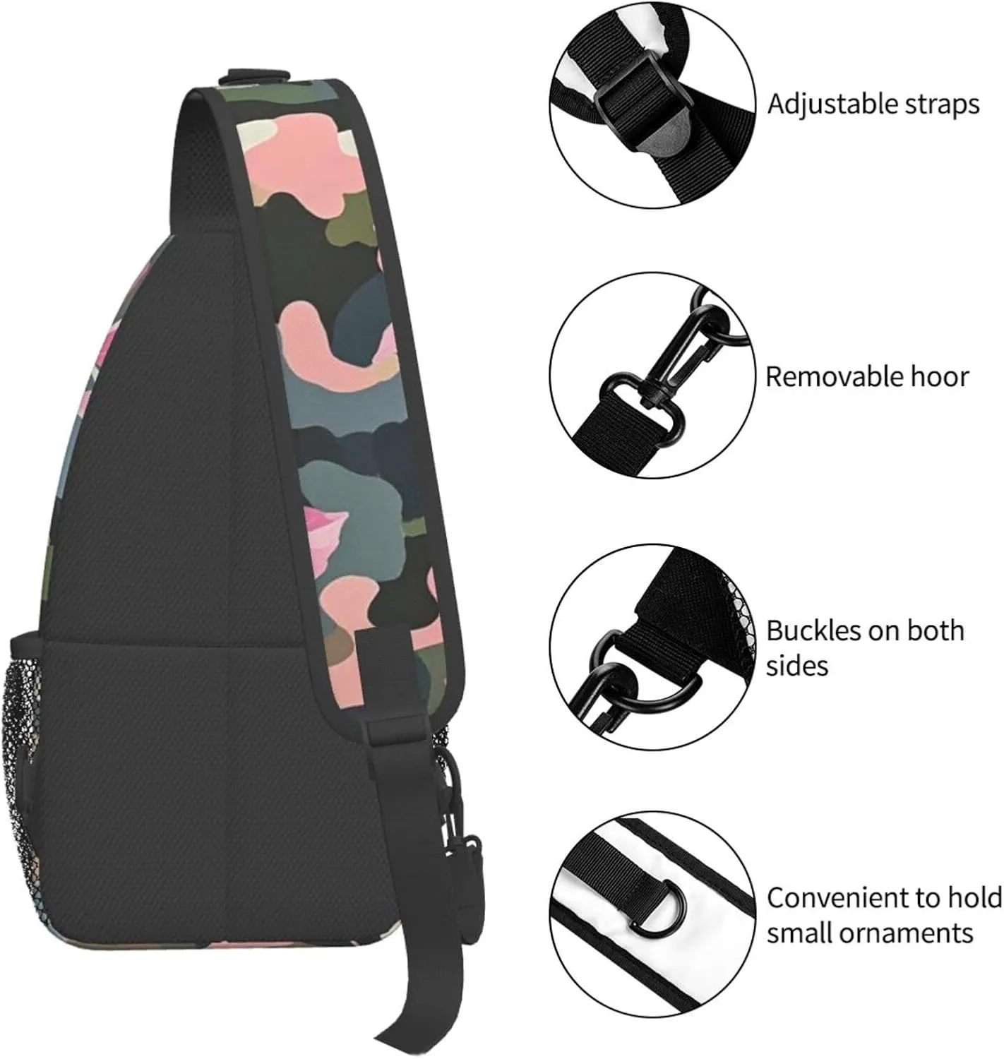 Sling Bag for Men Women Crossbody Backpack leaves Camo Crossbody Bag Chest Bag for Travel Sport