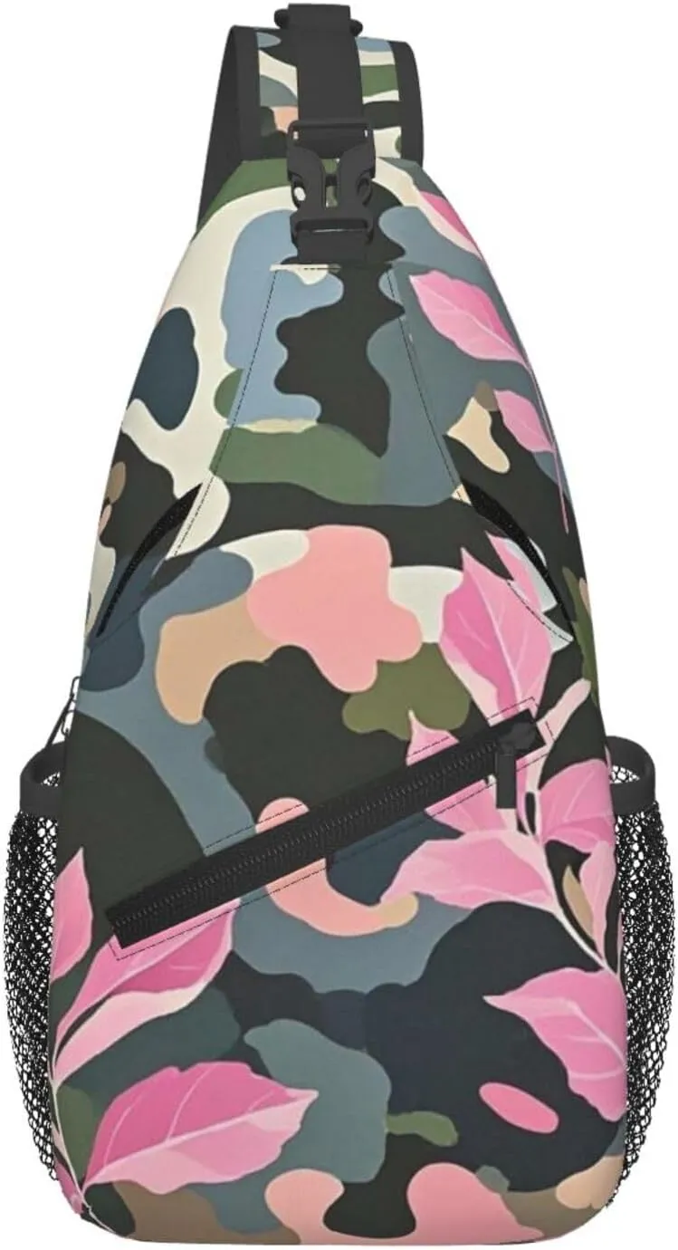 Sling Bag for Men Women Crossbody Backpack leaves Camo Crossbody Bag Chest Bag for Travel Sport