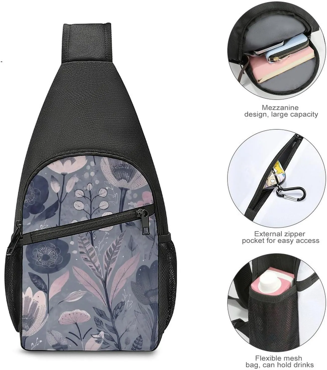 Sling Bag for Women Men Crossbody Bag Chest Bag Boats on Beach Sling Backpack Fanny Packs Travel Hiking Daypack