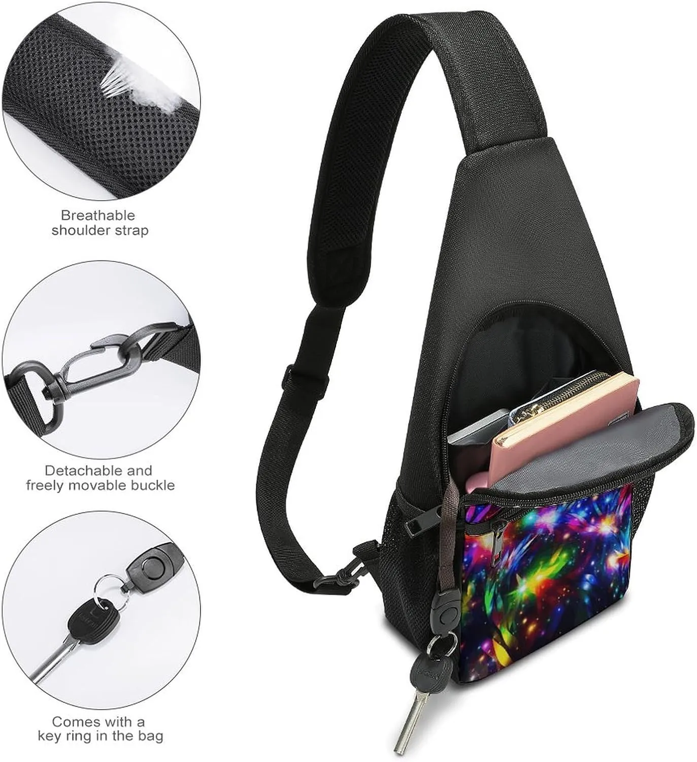 Sling Bag for Women Men Crossbody Bag Chest Bag Boats on Beach Sling Backpack Fanny Packs Travel Hiking Daypack