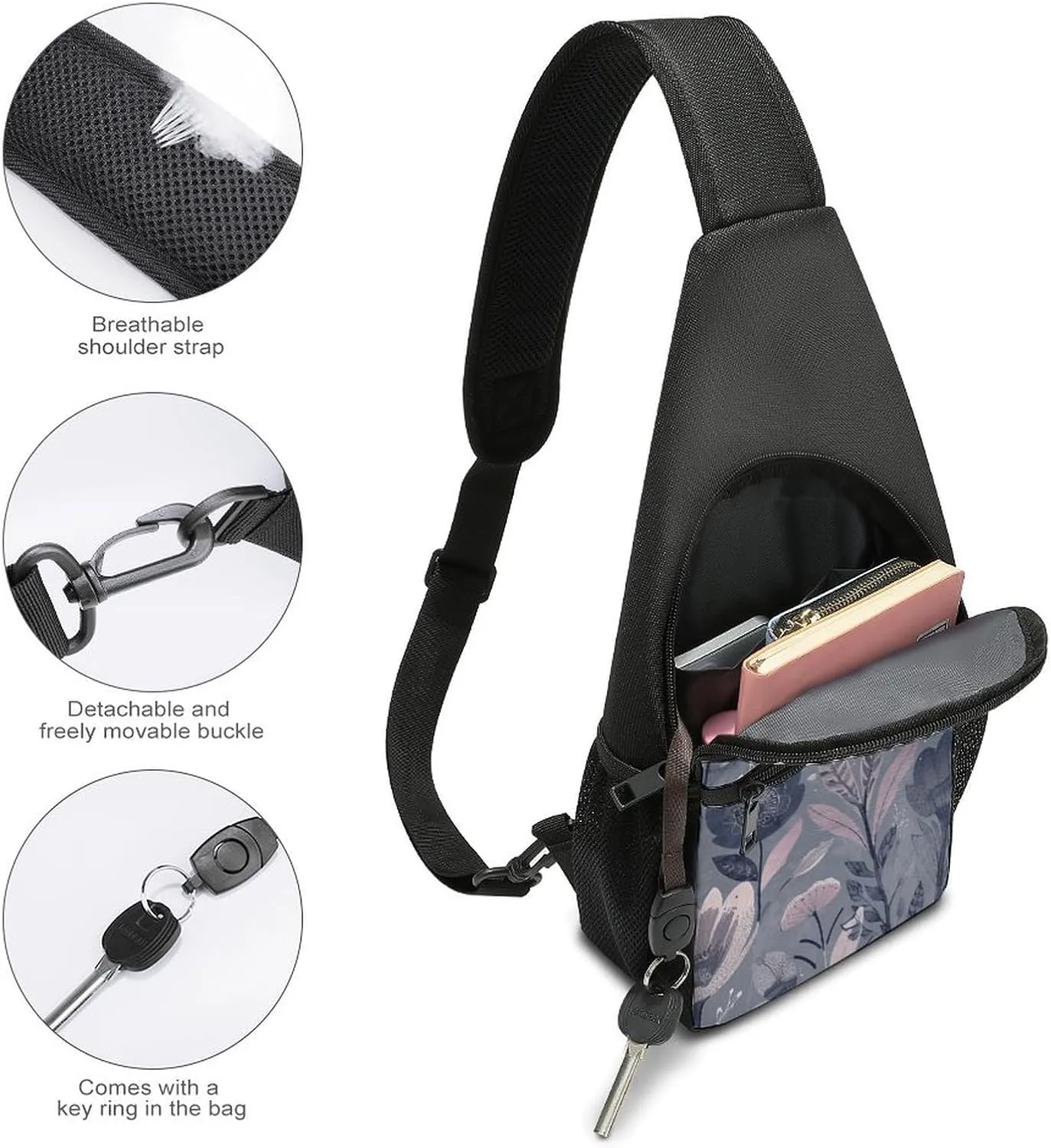 Sling Bag for Women Men Crossbody Bag Chest Bag Boats on Beach Sling Backpack Fanny Packs Travel Hiking Daypack