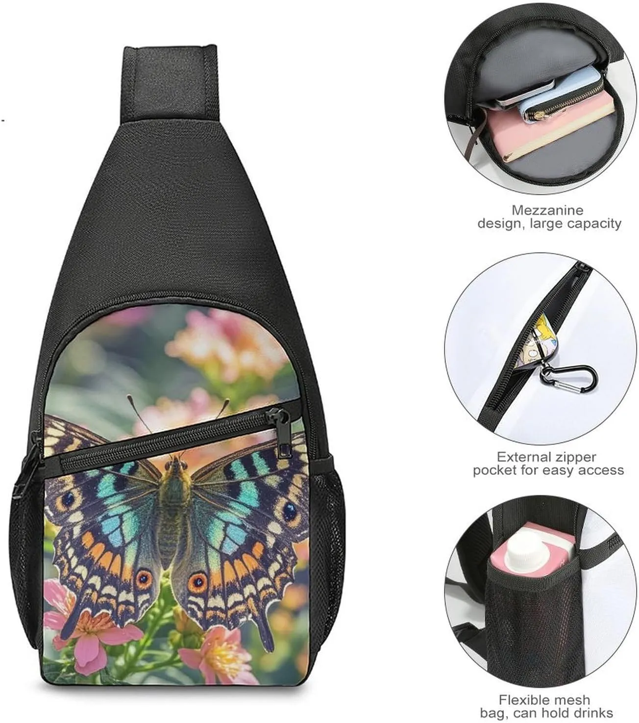 Sling Bag for Women Men Crossbody Bag Chest Bag Boats on Beach Sling Backpack Fanny Packs Travel Hiking Daypack