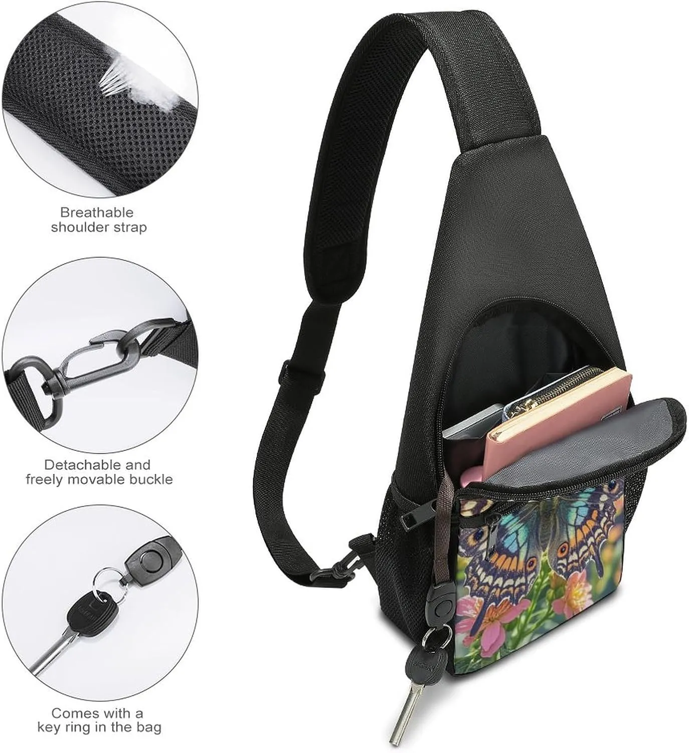 Sling Bag for Women Men Crossbody Bag Chest Bag Boats on Beach Sling Backpack Fanny Packs Travel Hiking Daypack