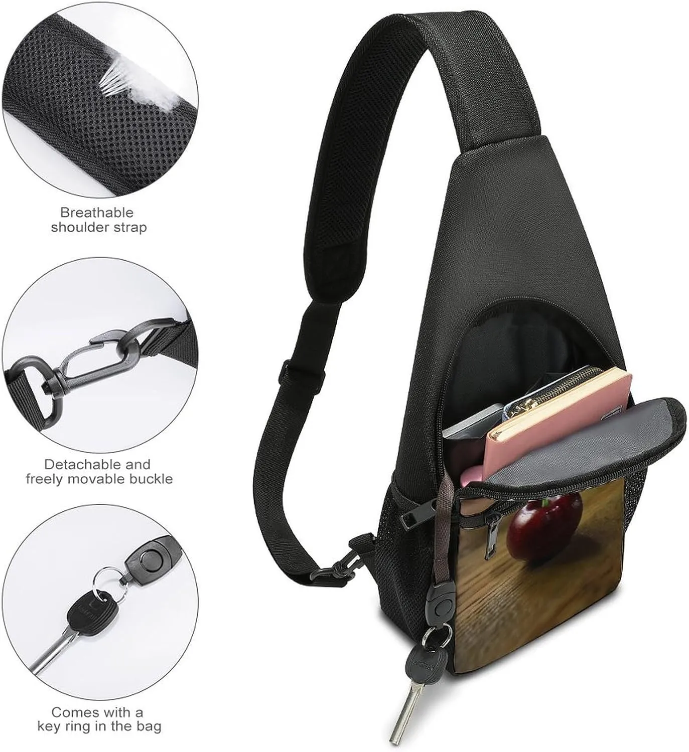 Sling Bag for Women Men Crossbody Bag Chest Bag Cherry on The Table Sling Backpack Fanny Packs Travel Hiking Daypack