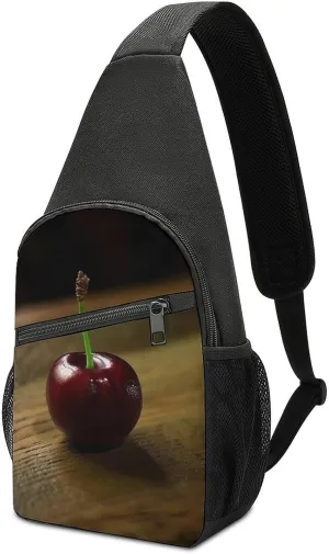 Sling Bag for Women Men Crossbody Bag Chest Bag Cherry on The Table Sling Backpack Fanny Packs Travel Hiking Daypack